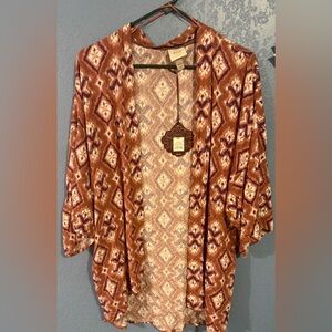 Knox Rose Kimono-and Cream Diamond Patterned 3/4 sleeves-M/Lg-NWT